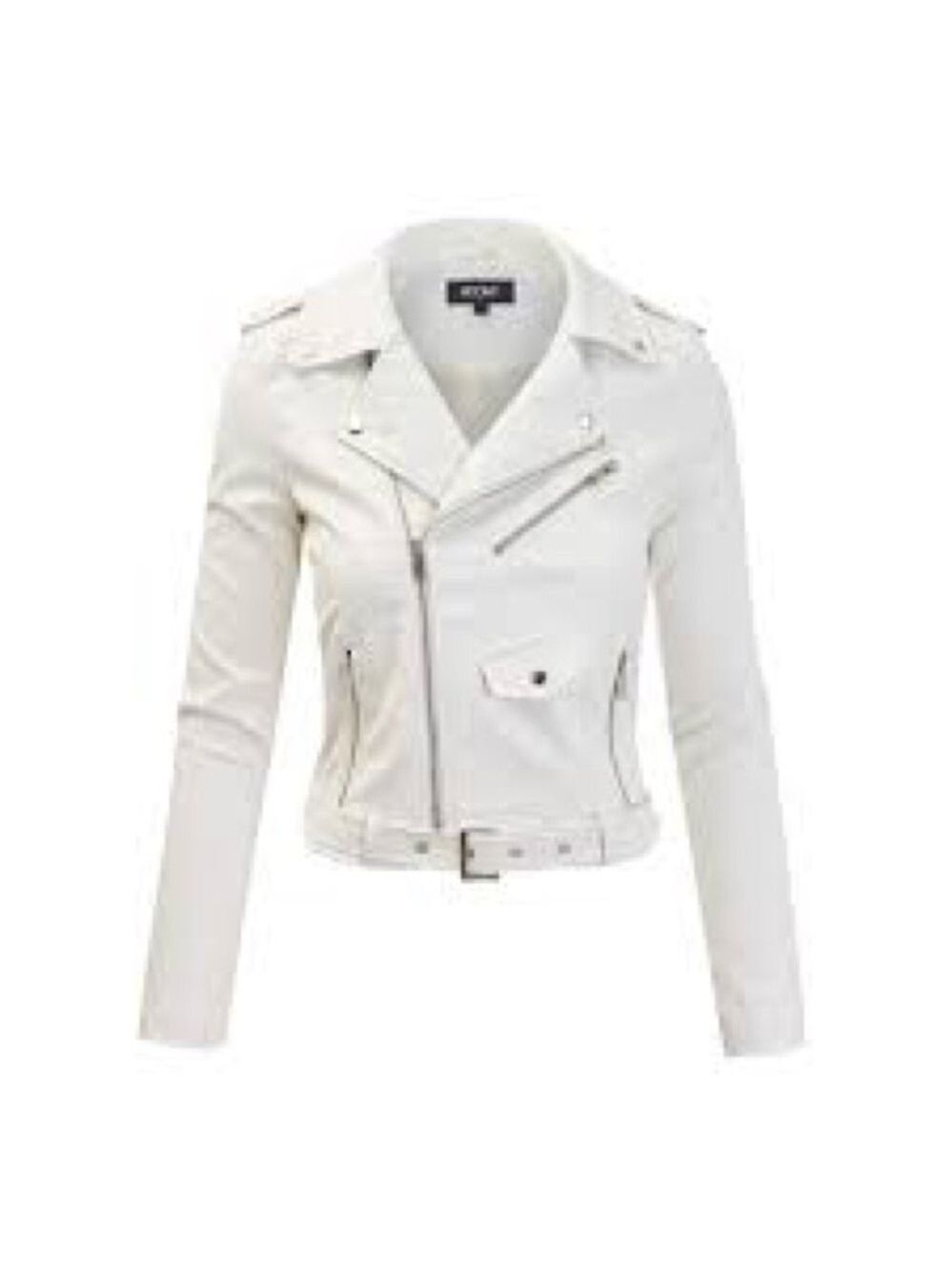 Ashley By 26 International White Women's Biker Jacket Sz Small